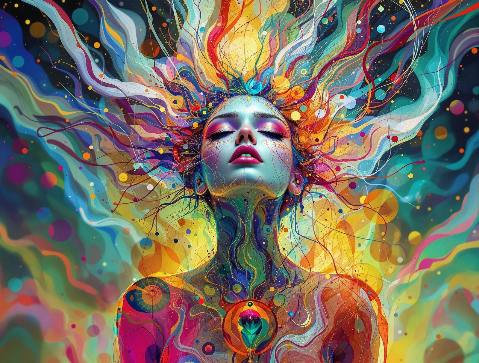 Mystic Magic Goddess in Egon Schiele Style