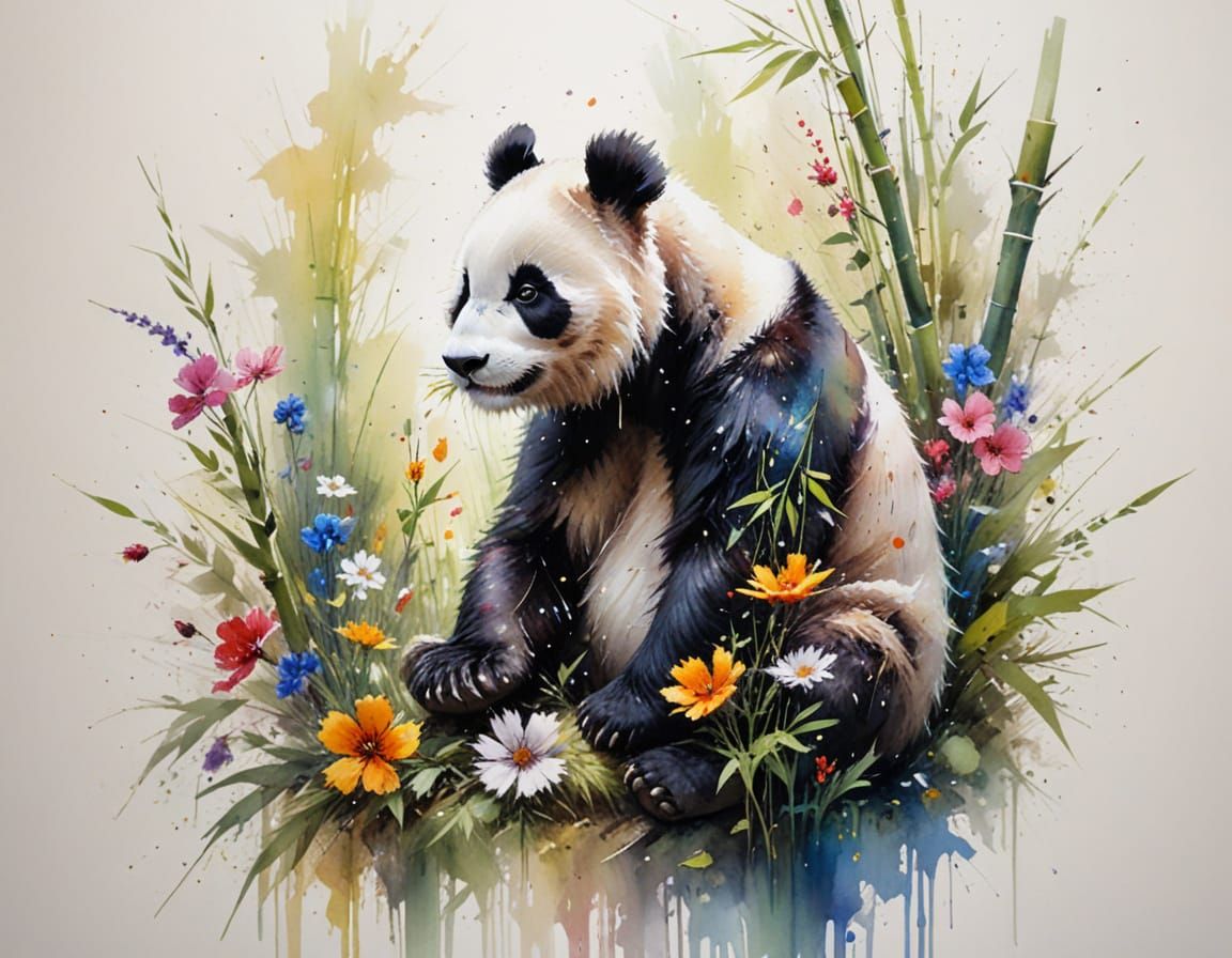 Adorable Panda on Sunlit Bamboo Path