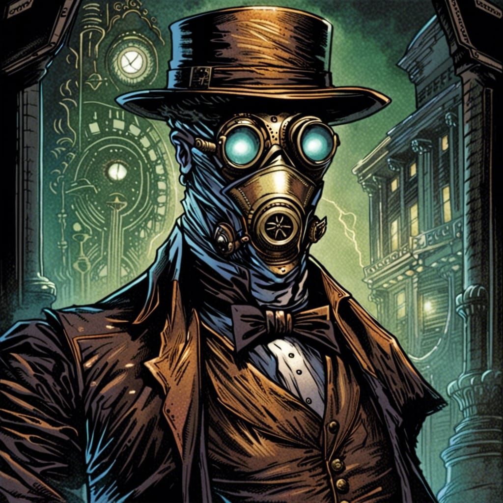 Neo-Victorian Steampunk Invisible Man Comic Art