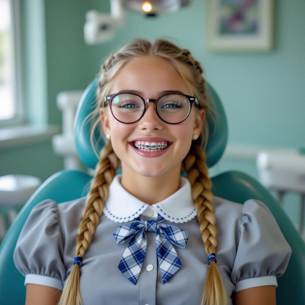 19-Year-Old with Braces in Dentist Chair - Professional Phot...