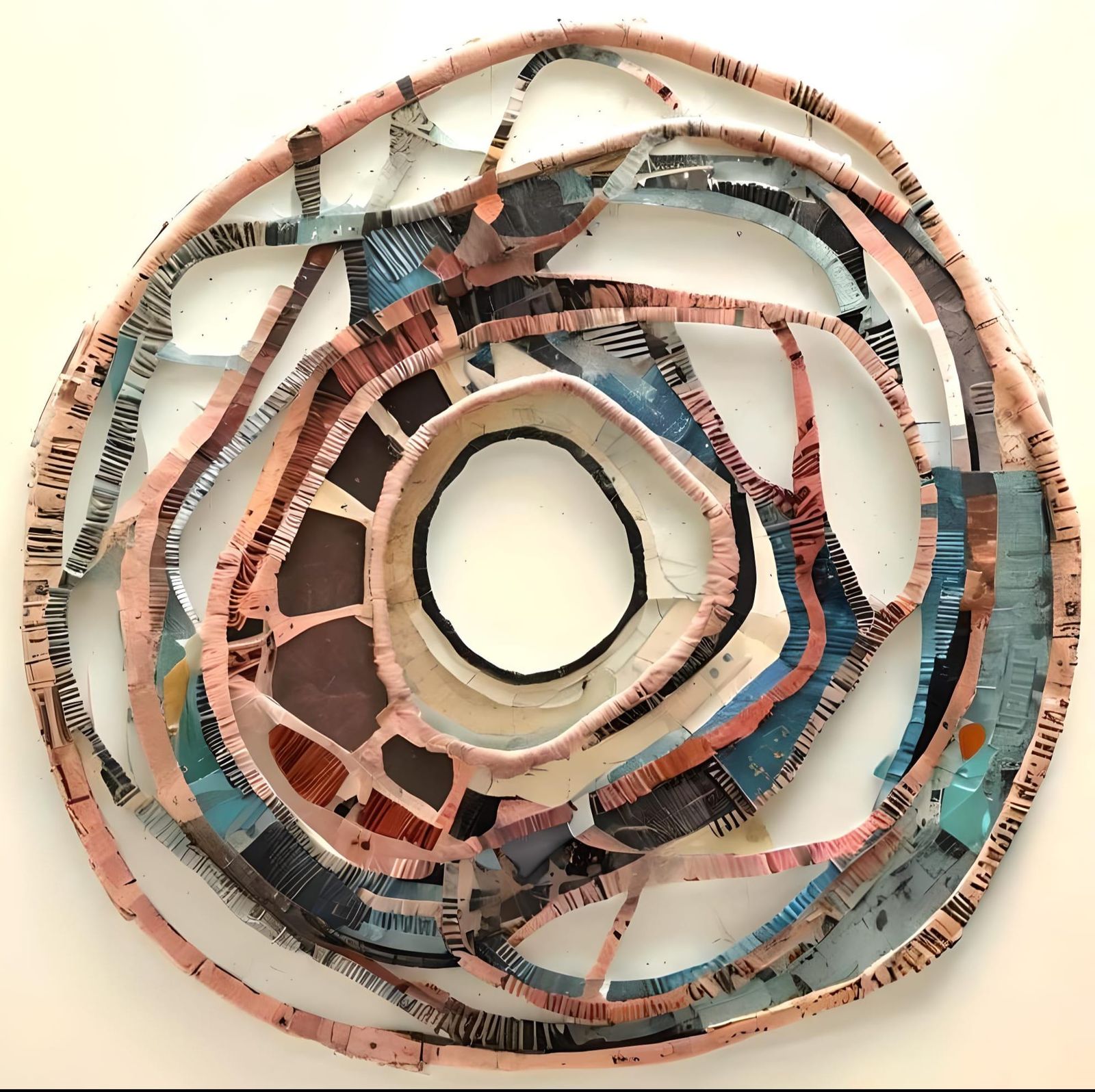 Colorful Abstract Collage with Asemic Text and Soft Pastels