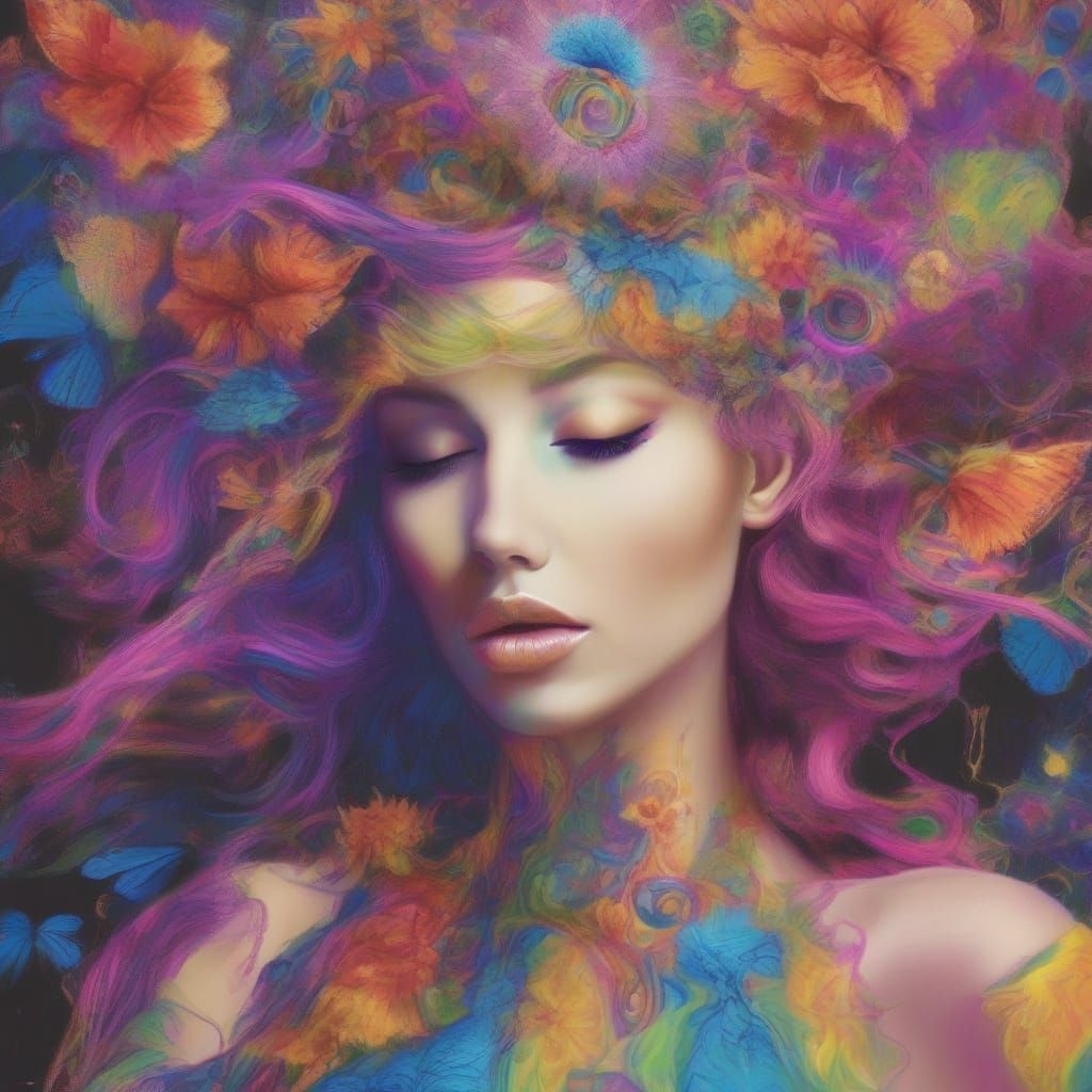 Psychedelic Nymph in Dreamlike Hues