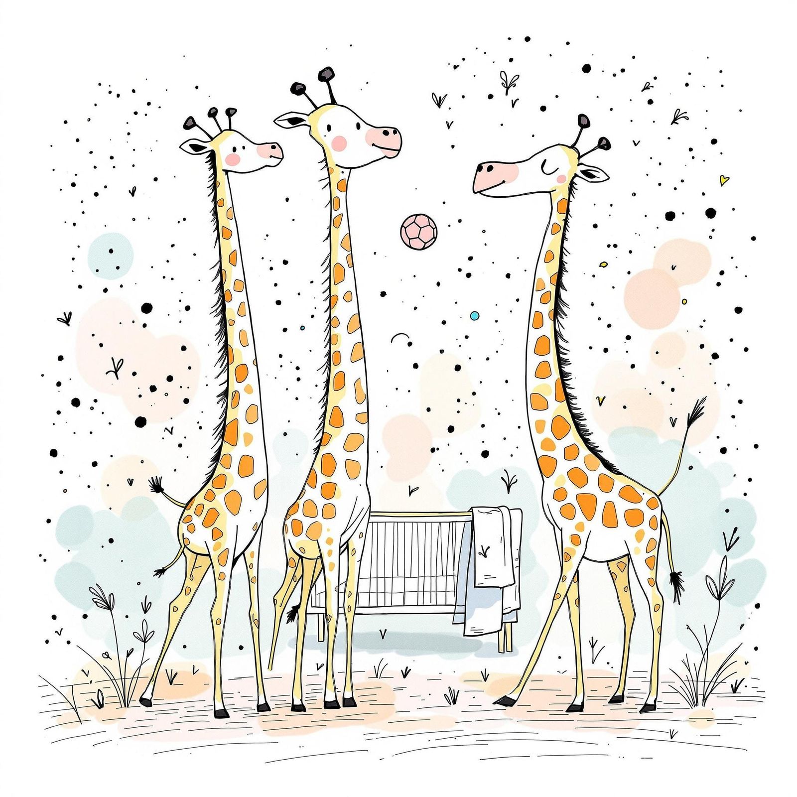 Playful Giraffes in Dreamy Nursery Scene