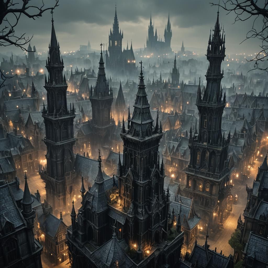 Gothic Towers and Druids in Yharnam City