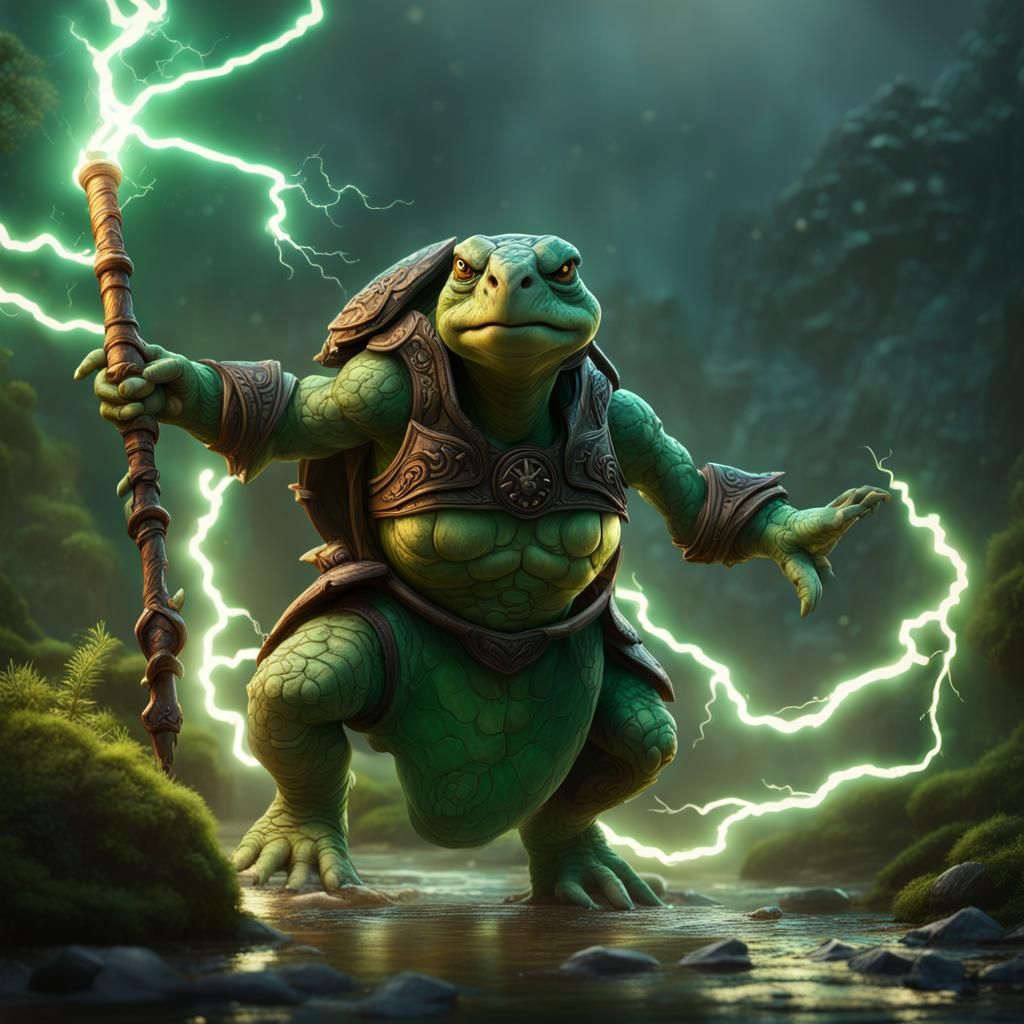 Tortle Druid Ready to Strike: Fantasy Art