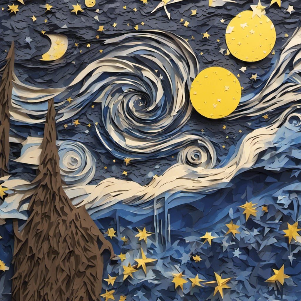 Layered Paper Starry Night Art