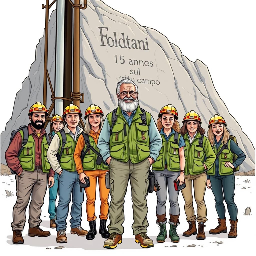 Geologists Group Photo in Comic Book Style