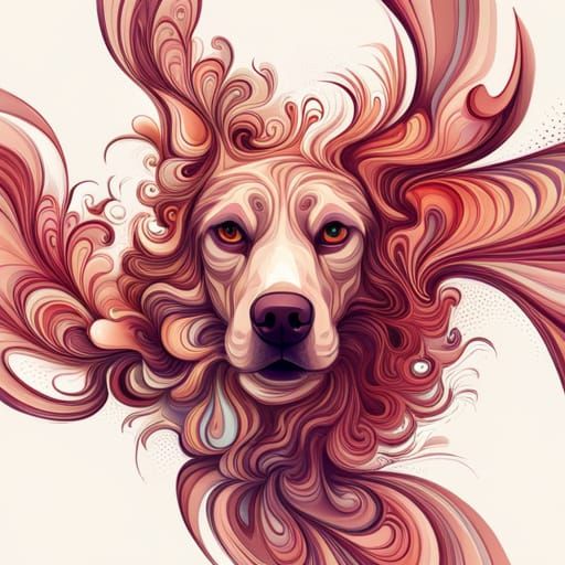 Abstract Ink Splat Dog with Vector Fractal Design
