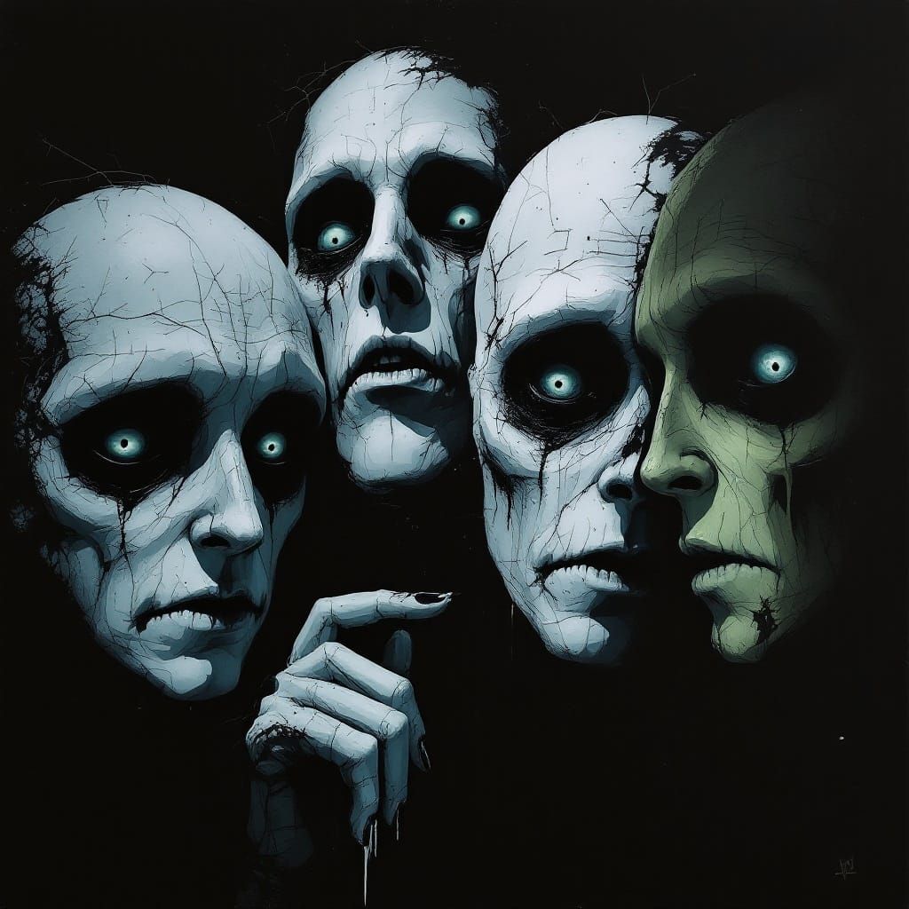 Eerie Faces in Monochromatic Bohemian Rhapsody Parody