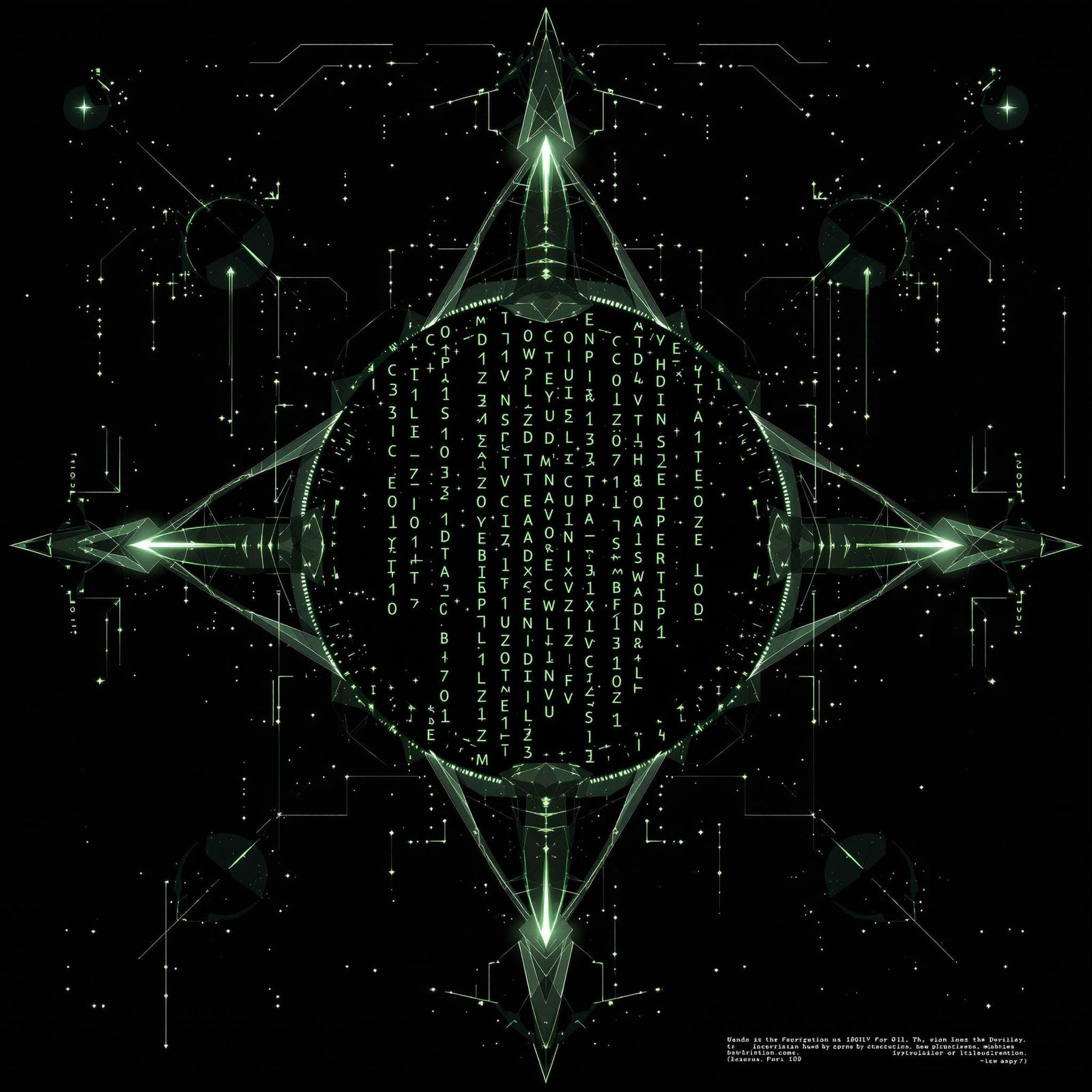 Neon Matrix Code in Deep Space