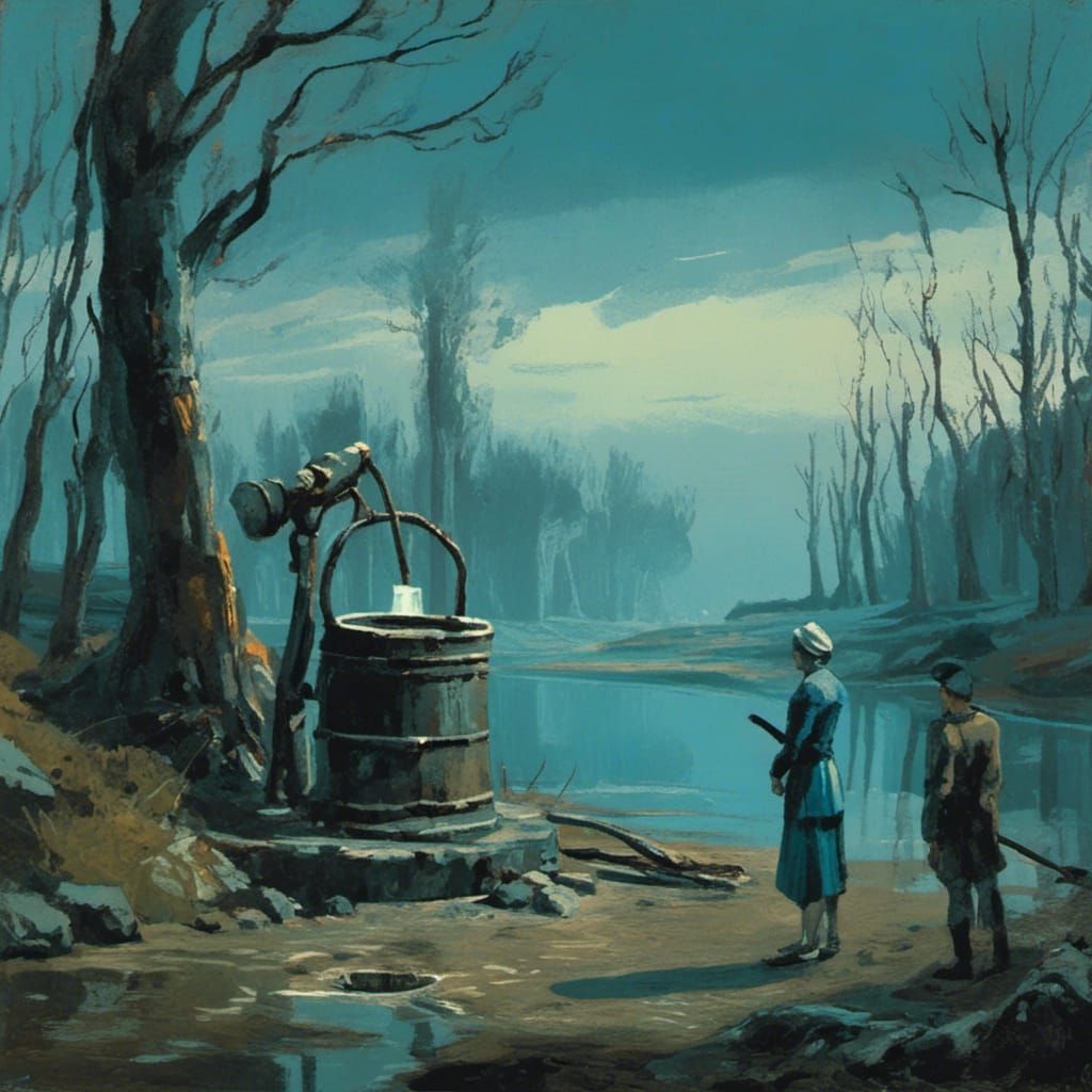 Weary Soldier Asks for Water: Fantasy Matte Painting