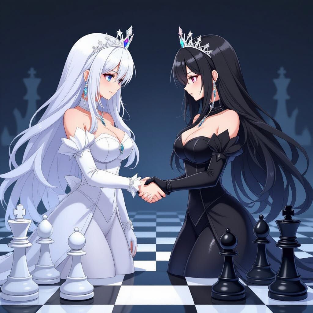 Two Queens Face Off on Giant Chessboard in Semi-Realistic St...