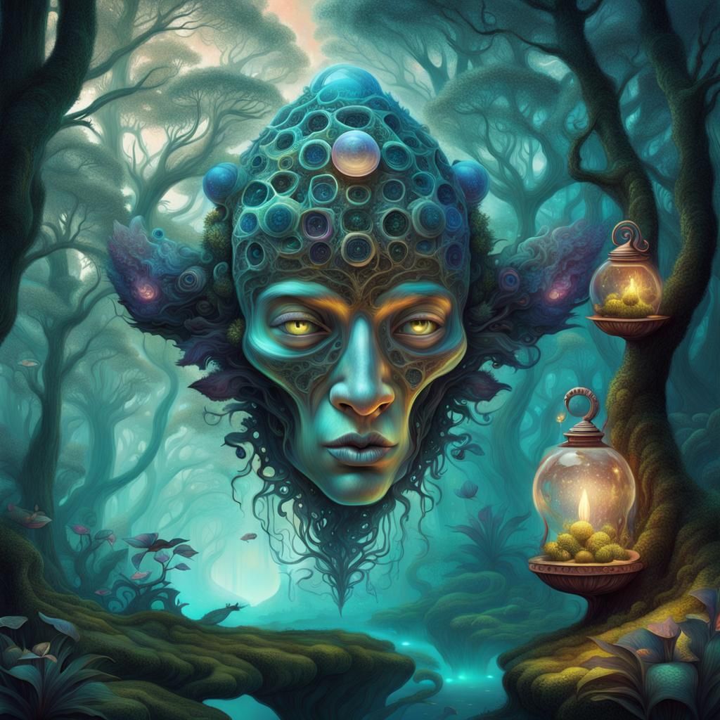 Otherworldly Fae Faces in Surreal Digital Art