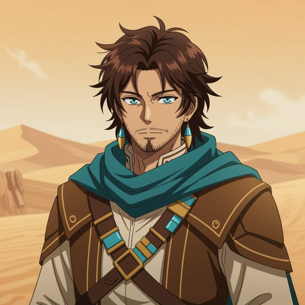 Anime-Style Desert Chieftain Illustration