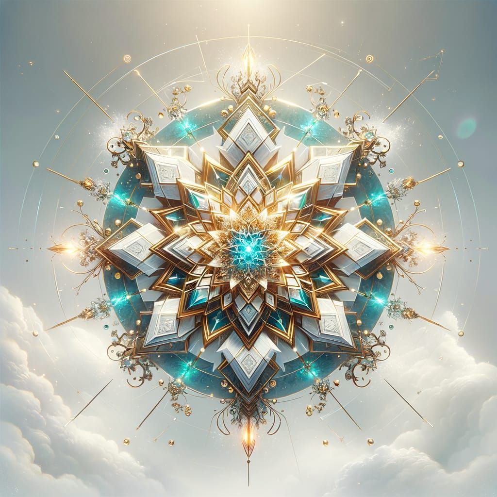 Radiant Light Mandala: Crystal Symbol in Digital Art