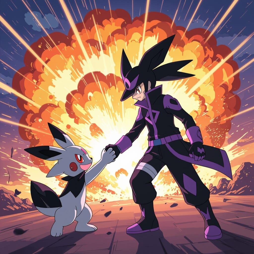 Team Plasma Trainer Shields Lucario From Explosion