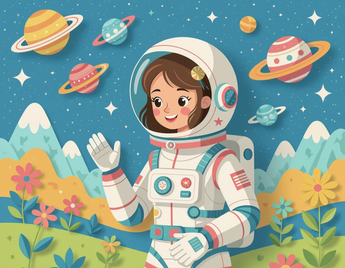 Sad Astronaut Girl in Gem-Covered Spacesuit