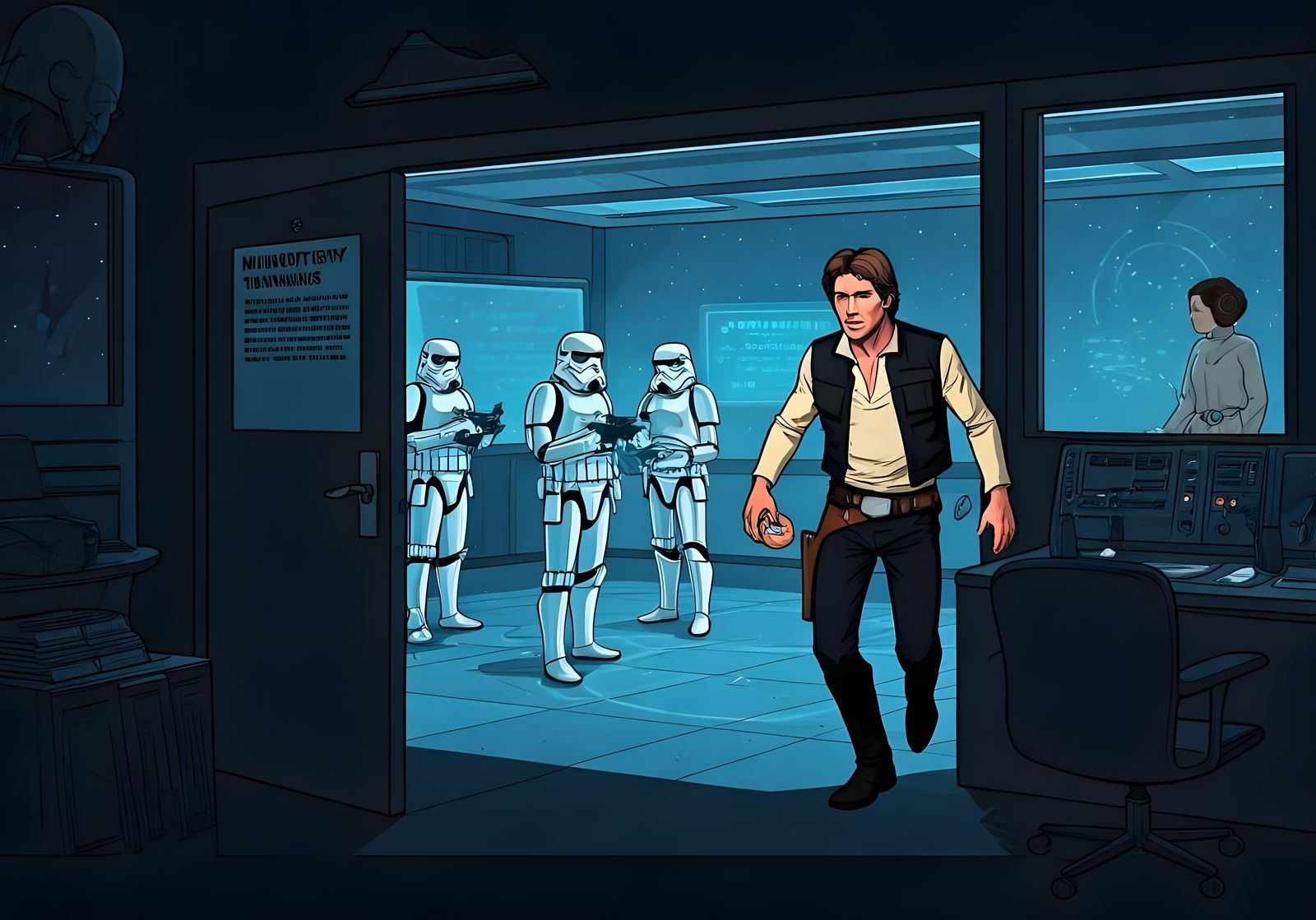 Han Solo Sneaks Out of Corporate Meeting in Frustration