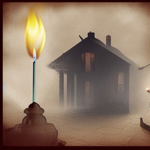Candle Flame Dancing in the Wind: Matte Painting