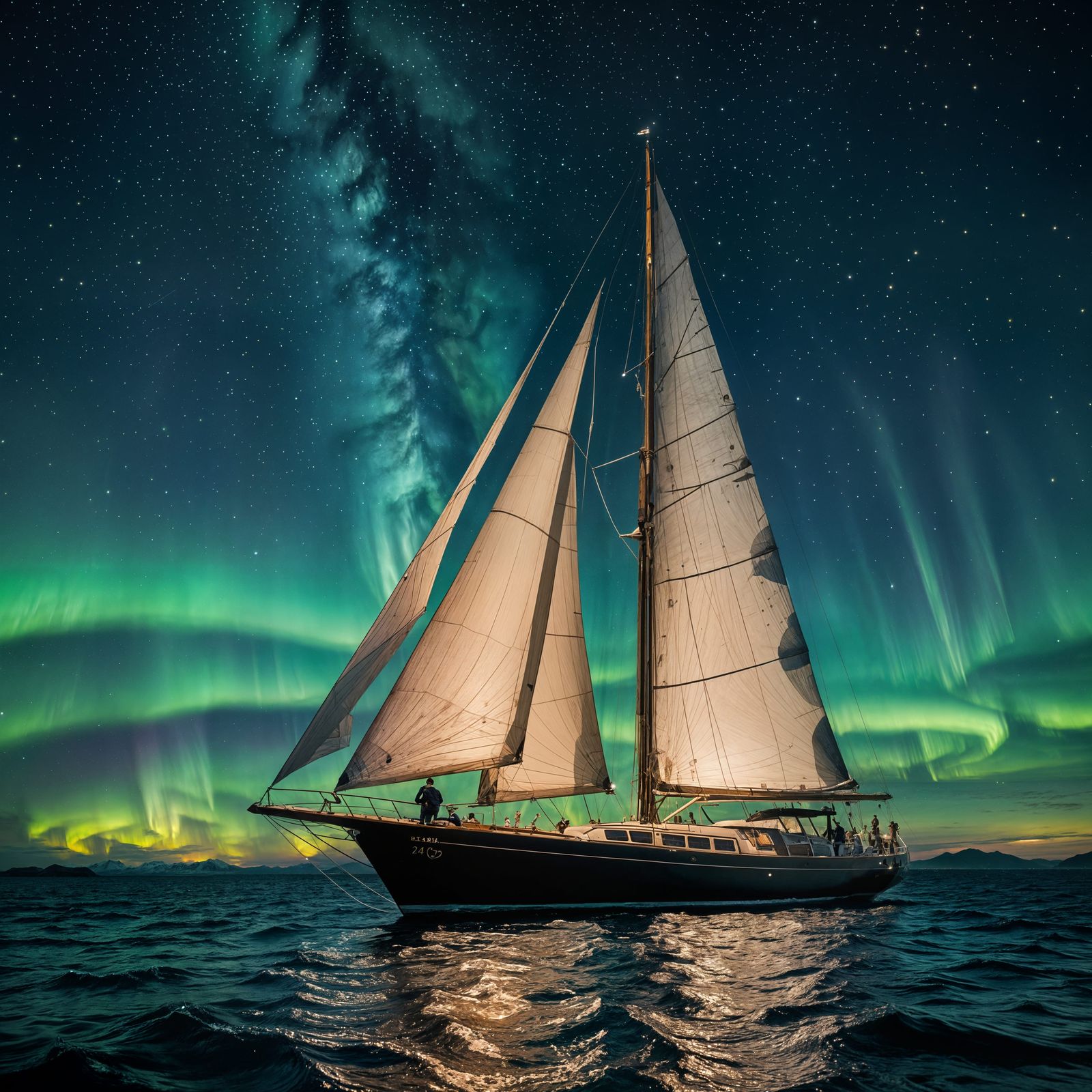 Night Sailing Under the Aurora Borealis