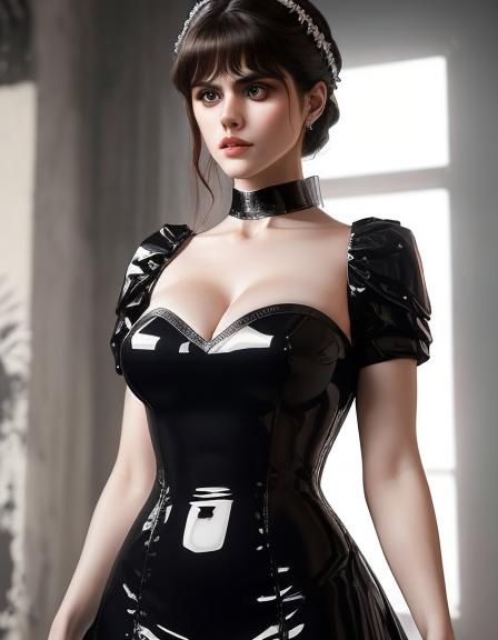 Alexandra Daddario in Glossy PVC Prom Dress