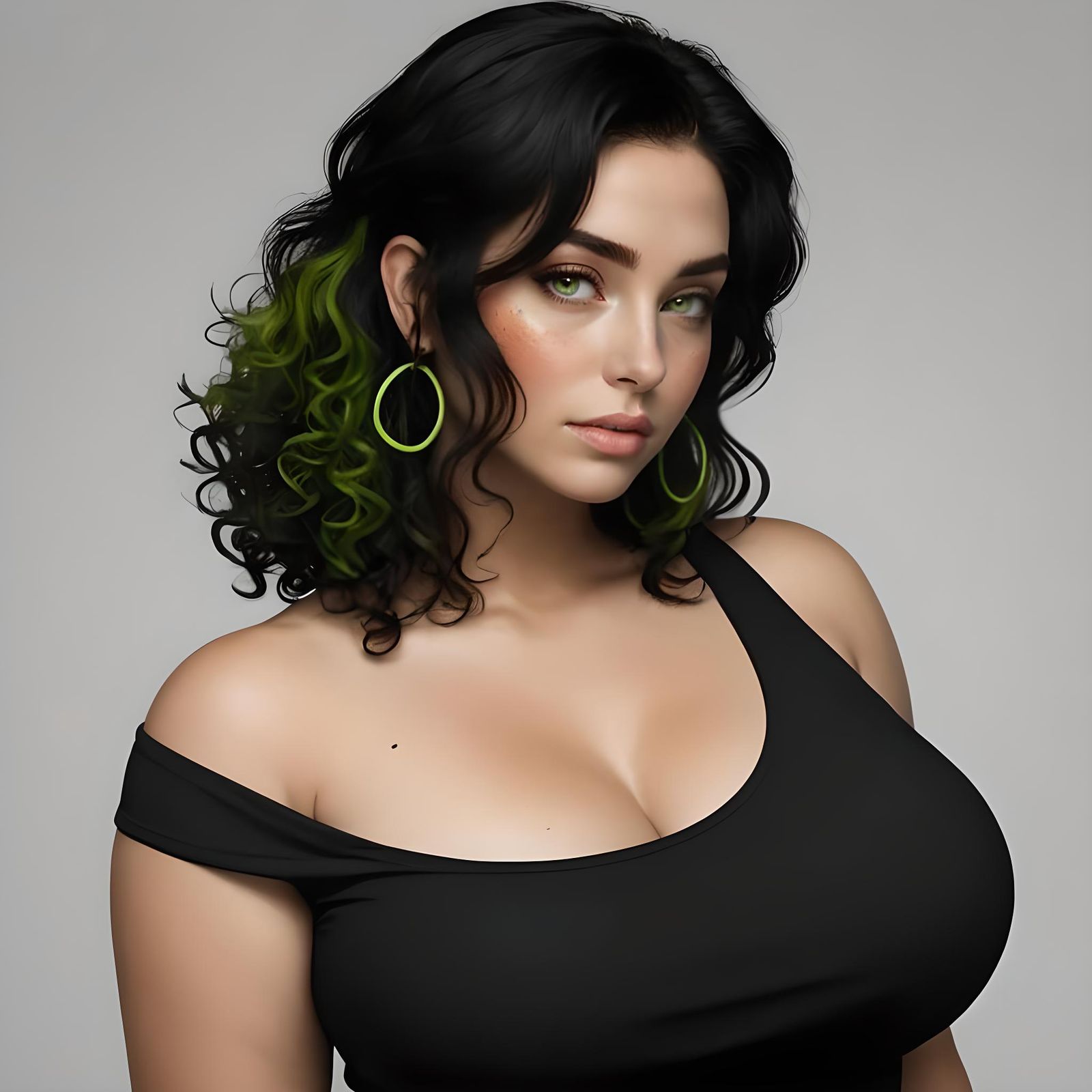 Flirty Cajun Woman Portrait with Curly Hair