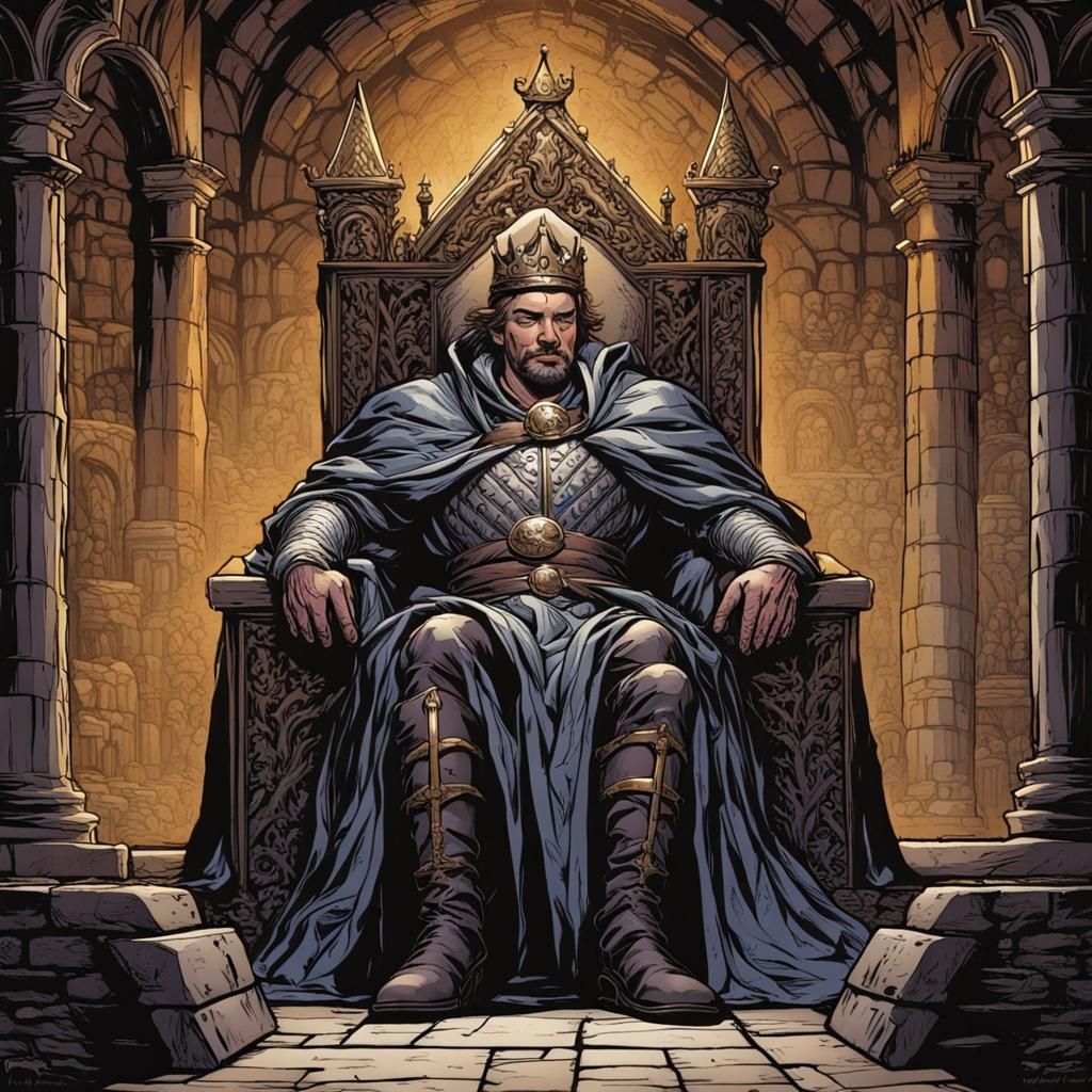 Medieval King Asleep, Comic Book Art