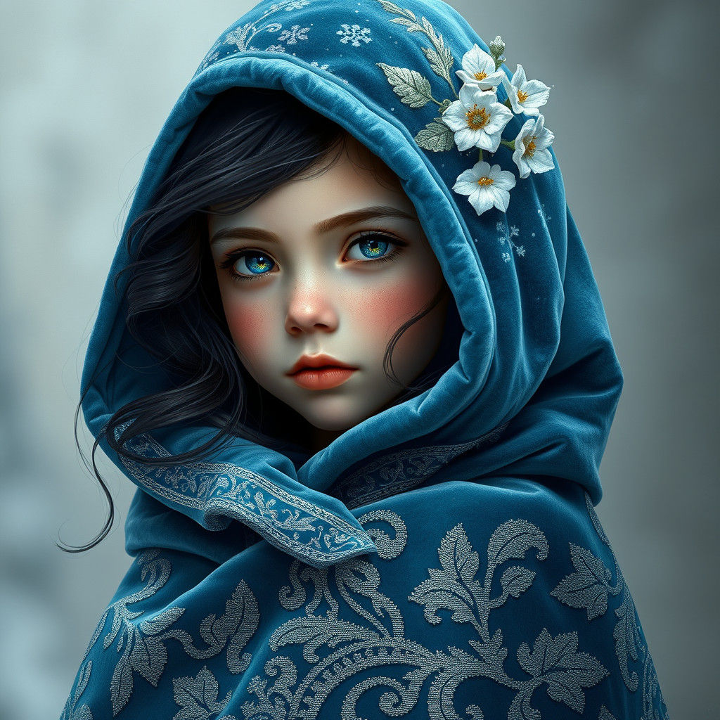 Fantasy Flower Girl in Winter, Art Nouveau Style