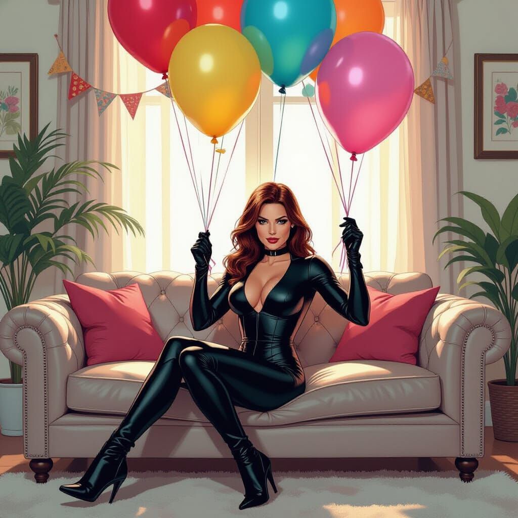 Black Widow Pops Birthday Balloon: Comic Book Art