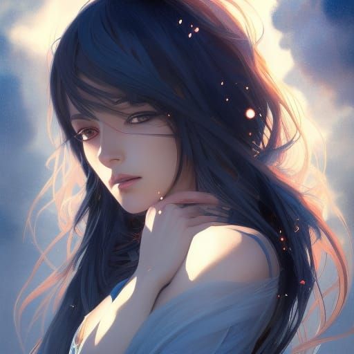 Beautiful Woman Portrait in Anime Manga Style