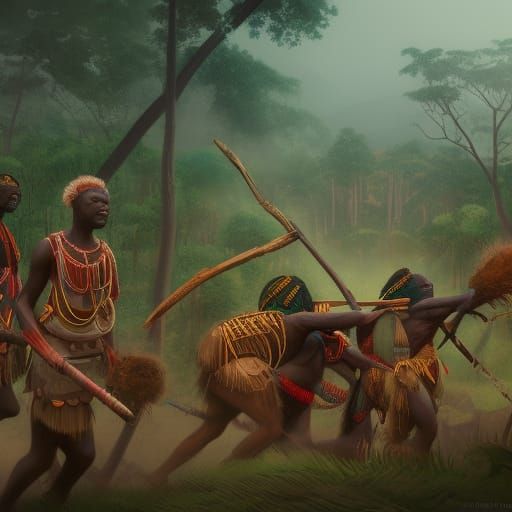 Detailed Matte Painting of Igbo Tribe in Deep Color