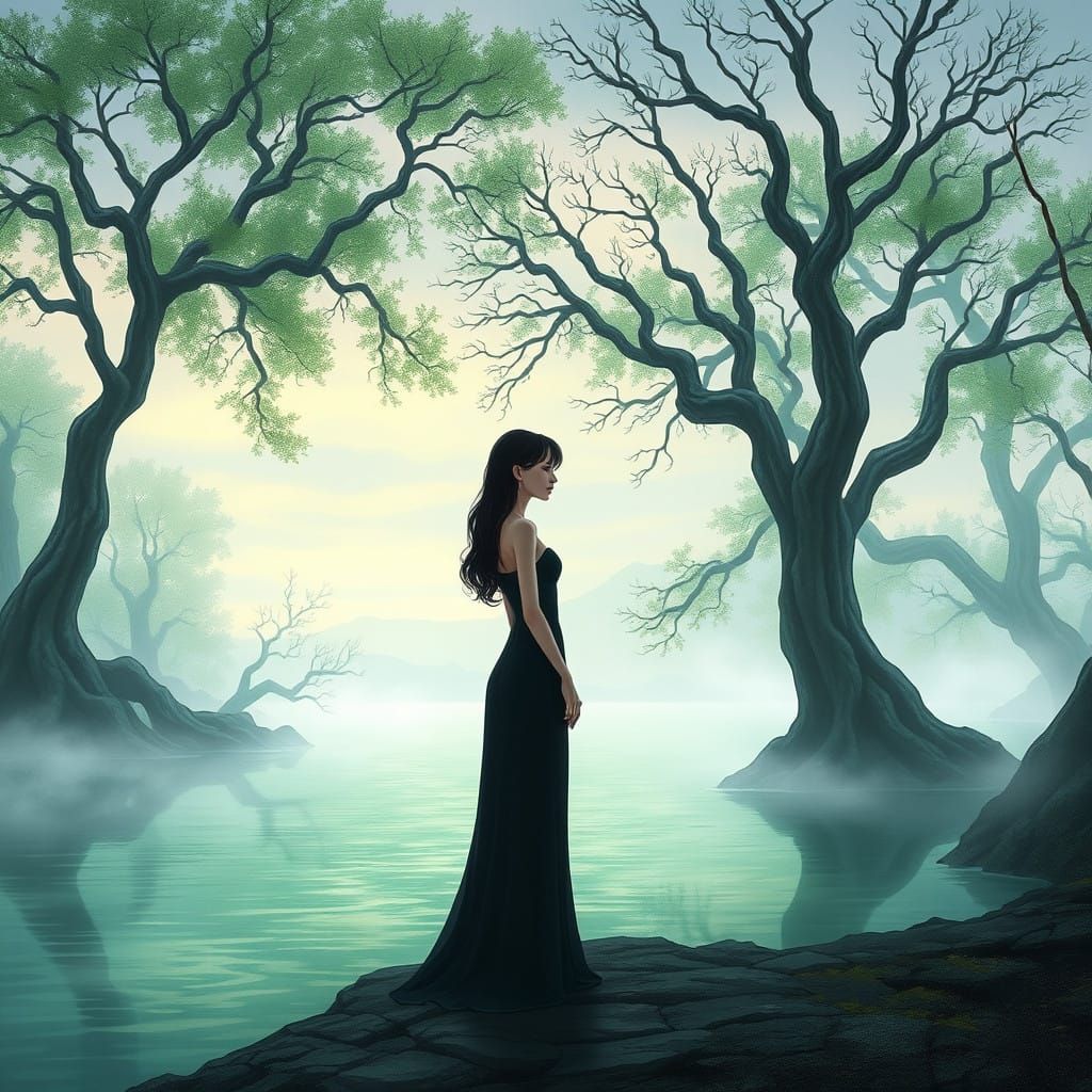 Ethereal Dreamscape with Enchanted Lady