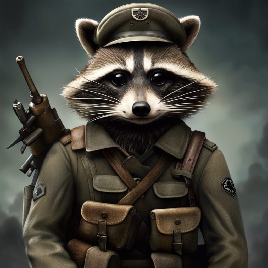WWII German Raccoon Soldier