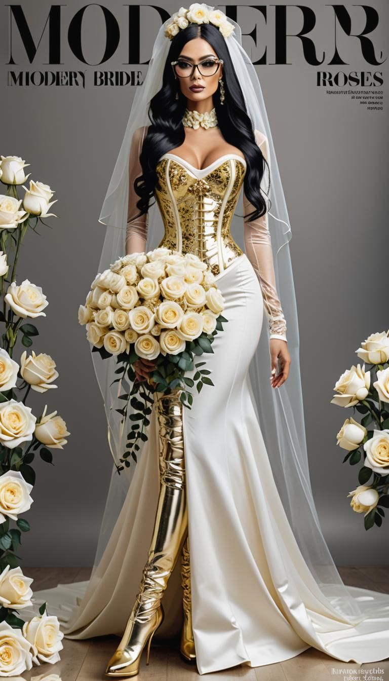 Modern Bride in Golden Rubber Dress