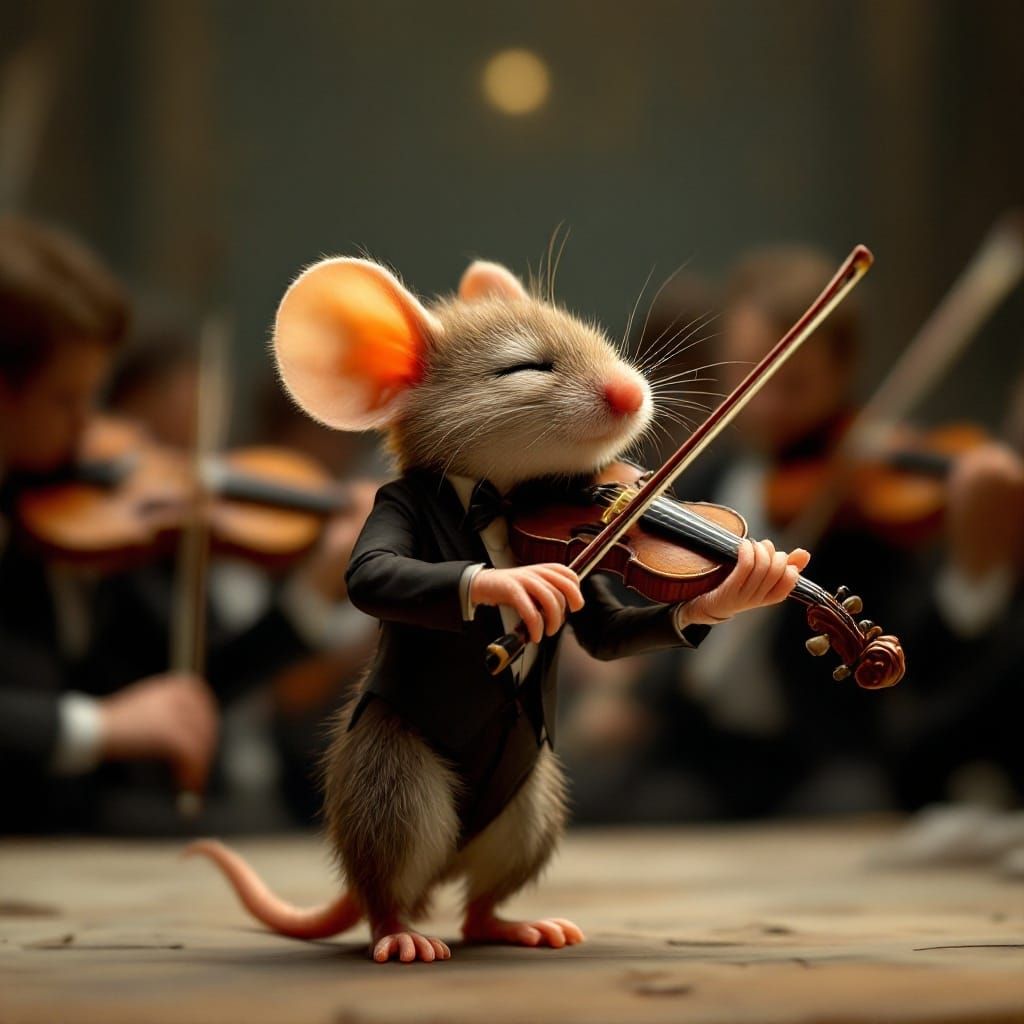 Dapper Mouse Maestro Performs for Grand Orchestra