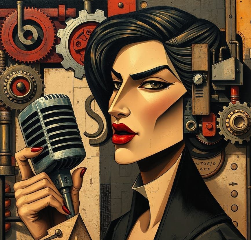 Cubist Jazz Singer with Fragmented Features