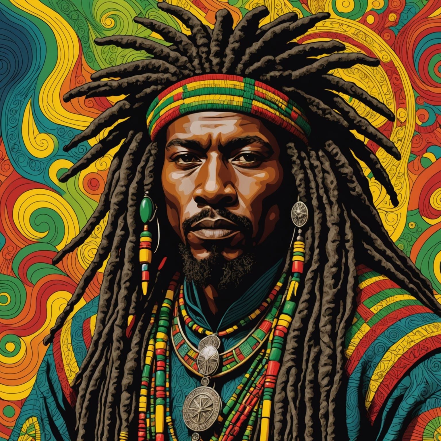 Dreamlike Buffalo Soldier with Dreads in Abstract Style