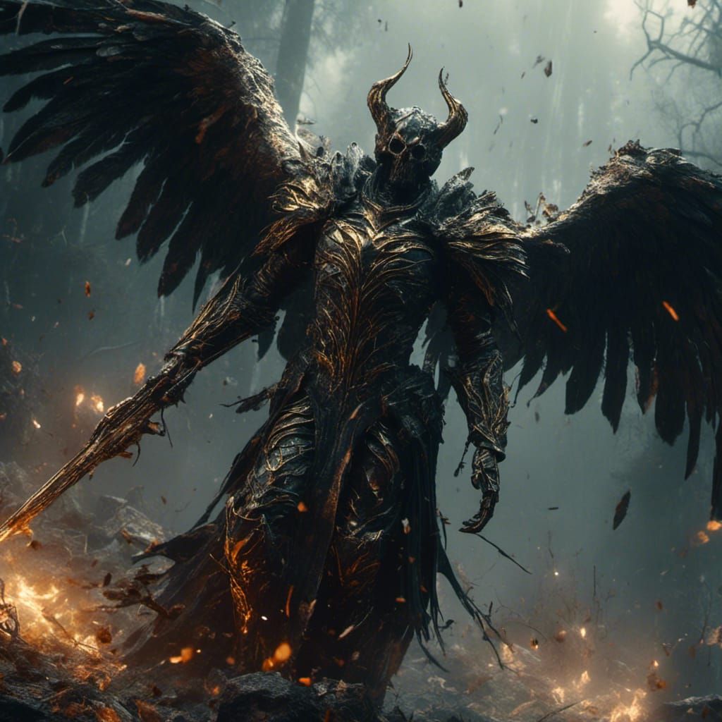 Aasimar Warrior in Black Gold Armor