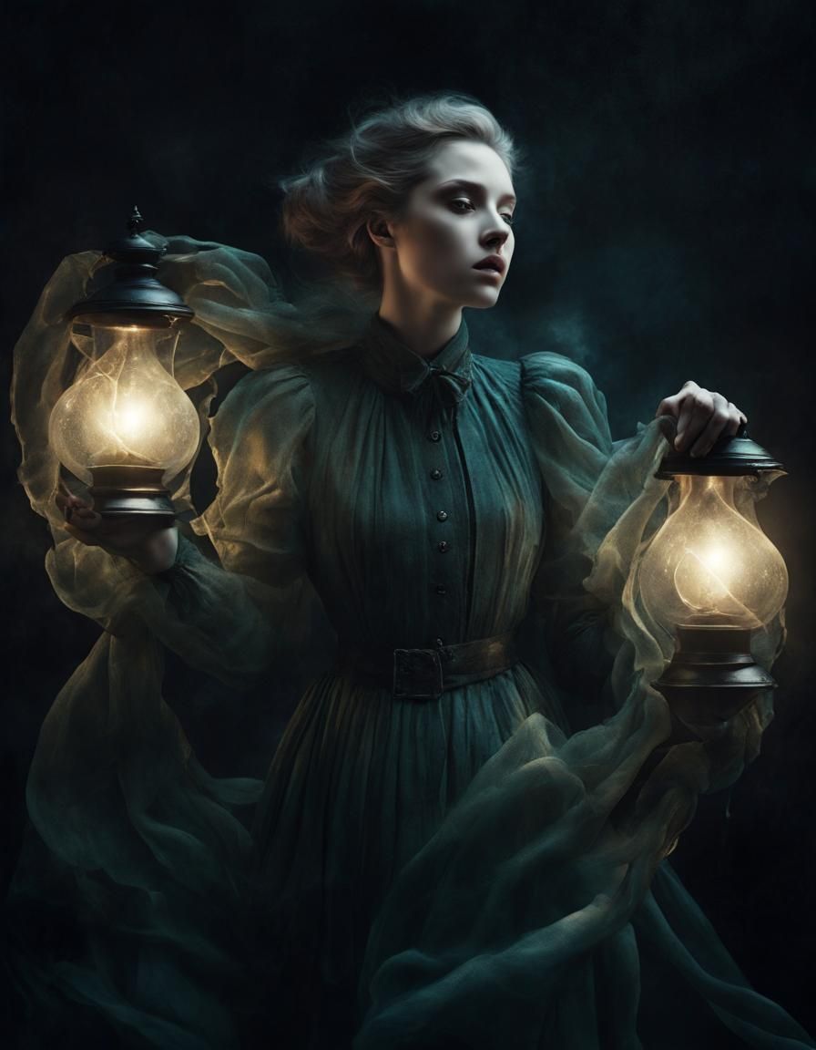 Surreal Figure Fading into Fantasy World