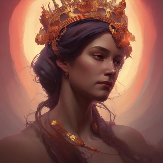 Sacred Queen Mother Portrait in Art Nouveau Style