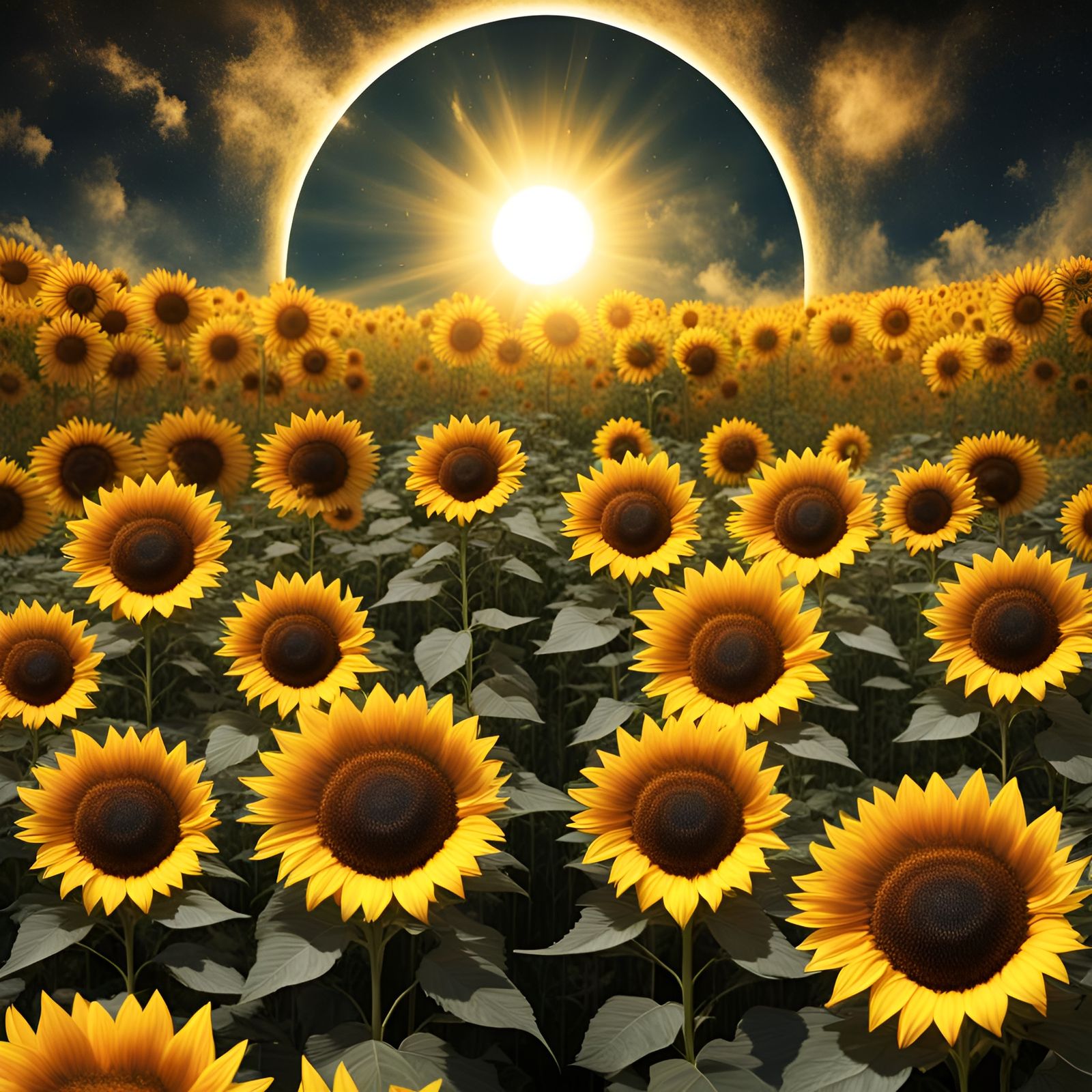 Surreal Sunflowers in Cosmic Orbit