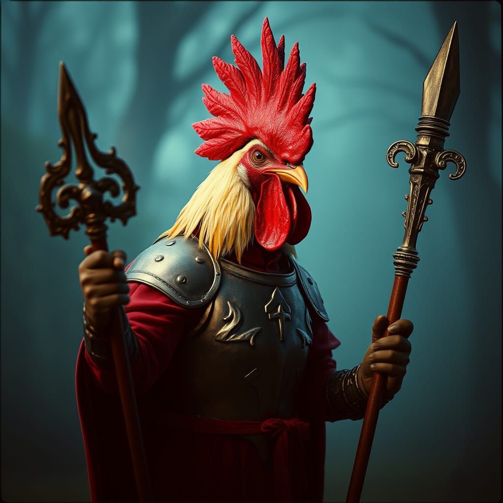 Rooster Cleric in Medieval Fantasy World