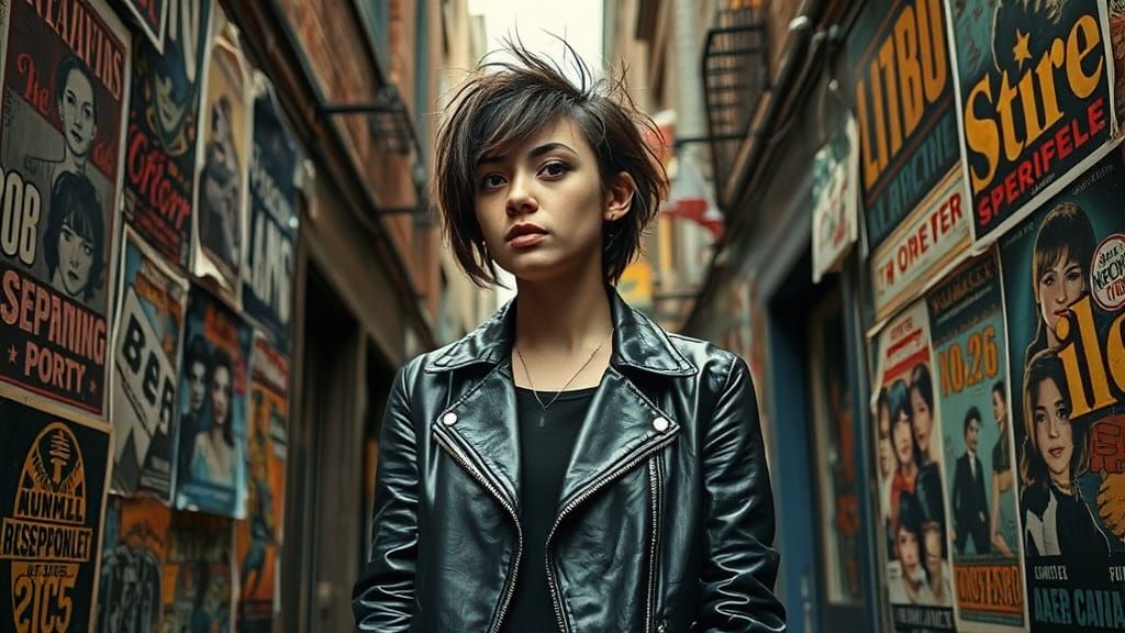 Retro Urban Collage with Woman in Street Art Style