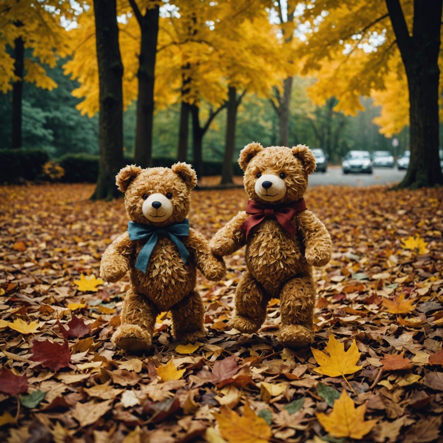 Teddy Bears' Autumn Leaf Pile Adventure