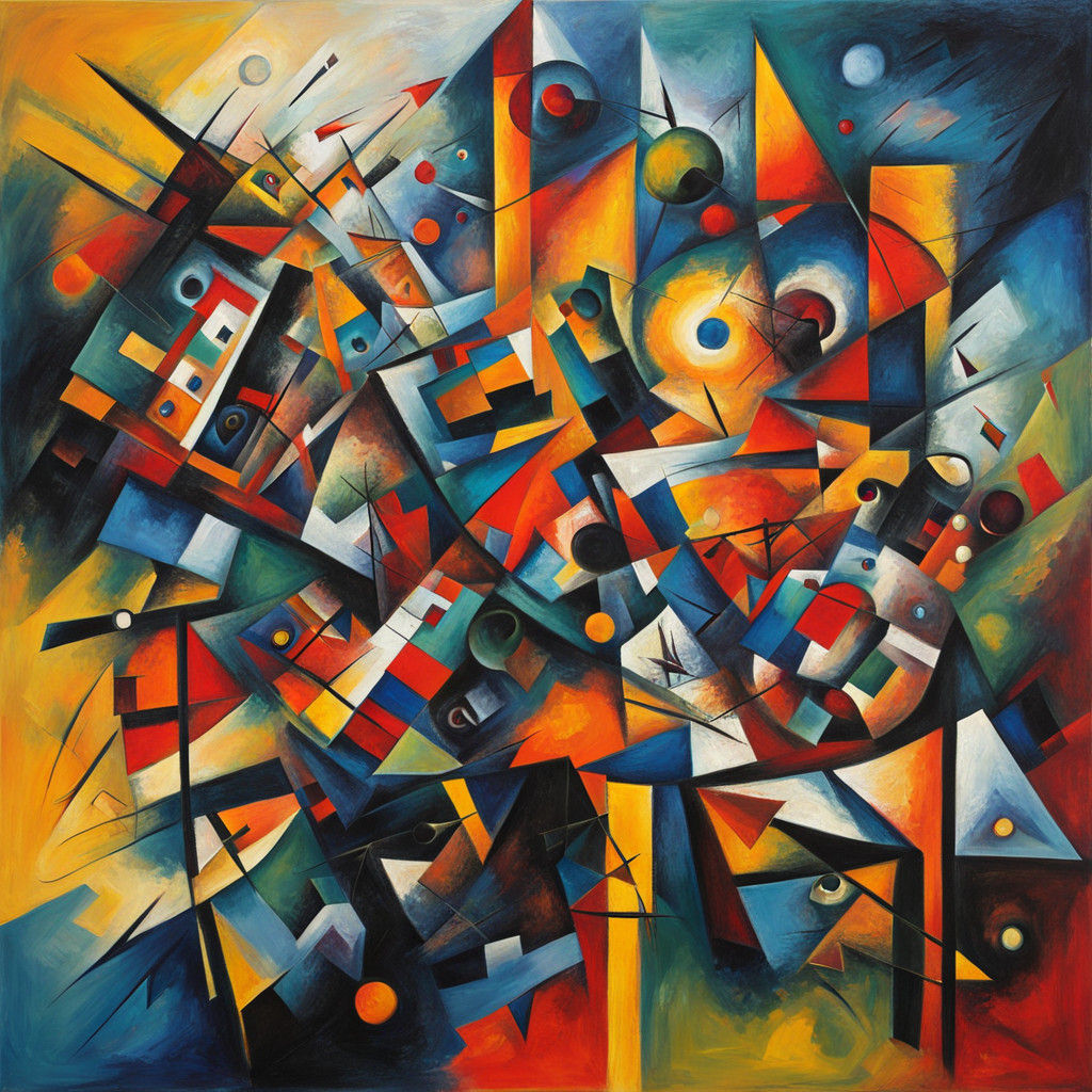 Vibrant Cubist Oil Painting