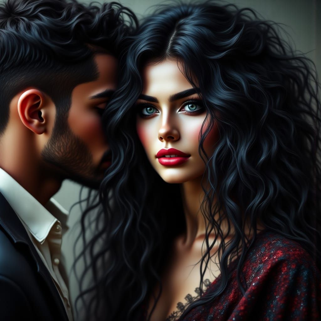 Dominant Woman Slapping Man: Cinematic Digital Art