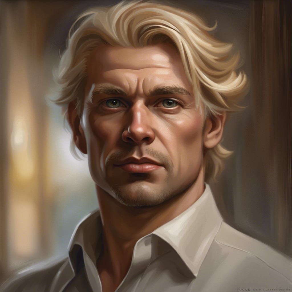 Attractive Blond Man Portrait, Photorealistic Style