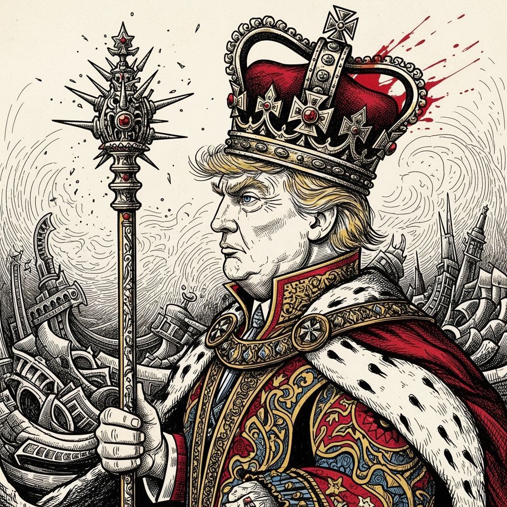 One-Eyed King Donald Trump in Profile Playing Card Style