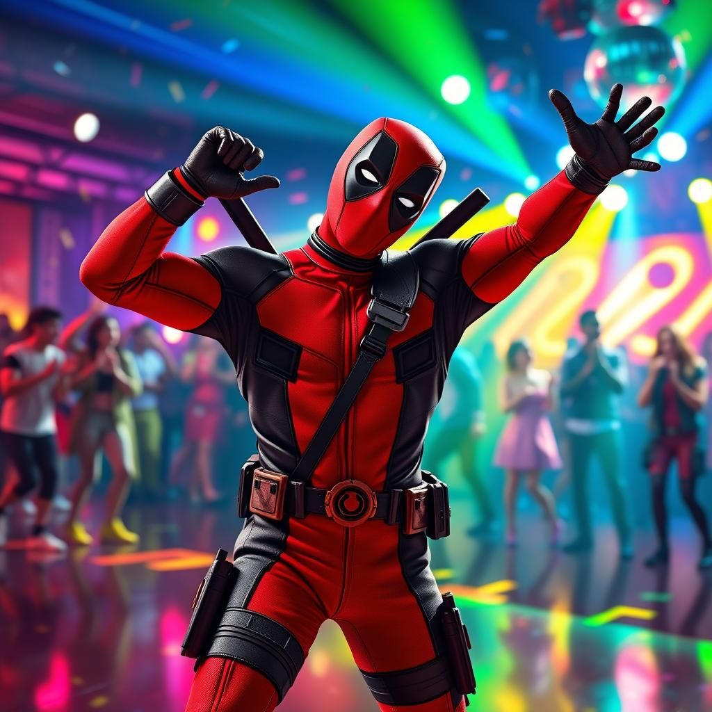 Deadpool Busts a Move in Vibrant Pop Art Style