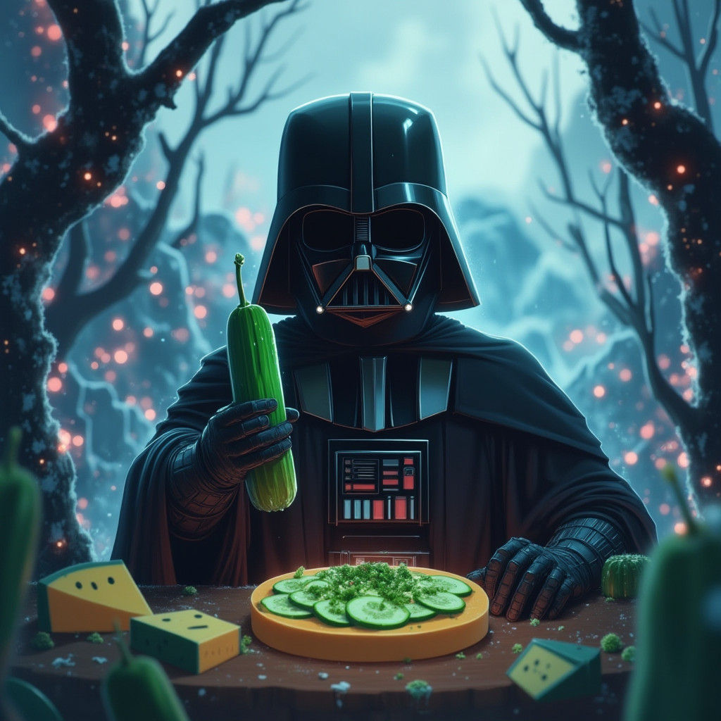 Darth Vader's Mystical Snack, Hyperrealistic Matte Painting